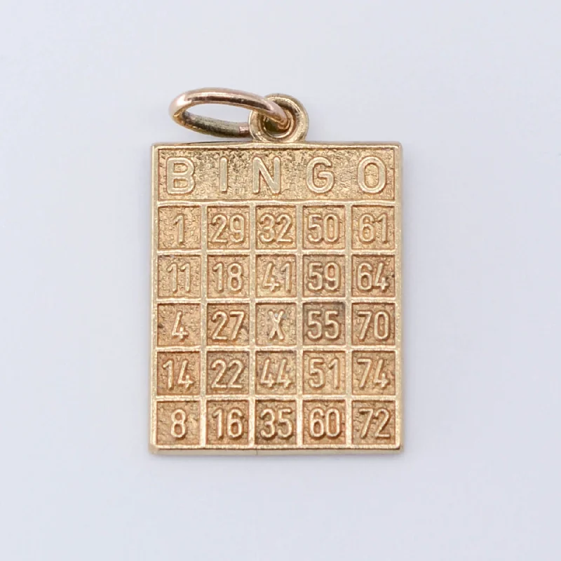 minimal gold ring stack 10k Bingo Card Charm