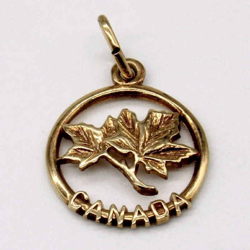 handmade wire-wrapped gemstone ring 10k Yellow Gold 'Canada' Maple Leaf Pendant