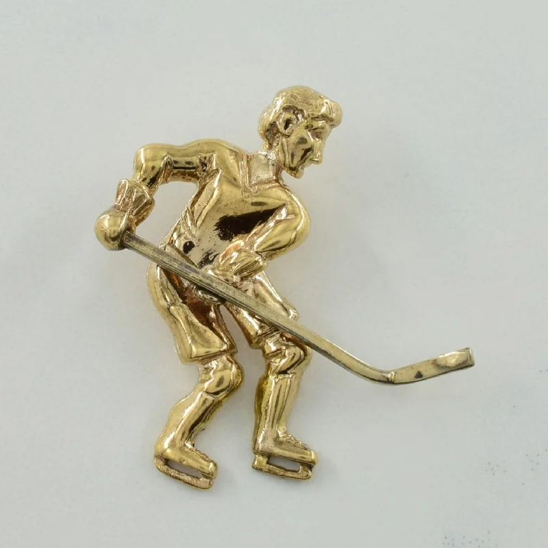 10k Yellow Gold Hockey Player Pendant |