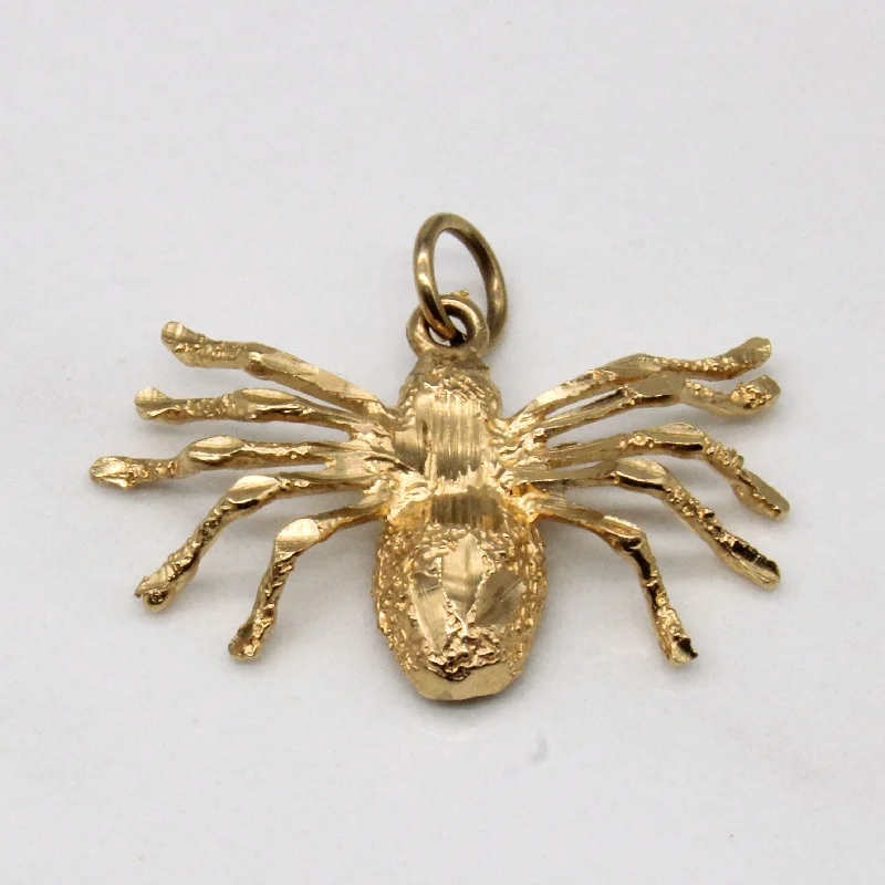 simple engraved wedding ring 10k Yellow Gold Spider Pendant