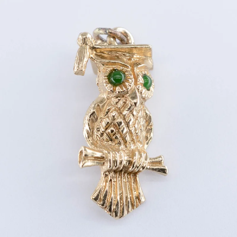 dainty gemstone drop earrings 14k Graduation Owl Charm