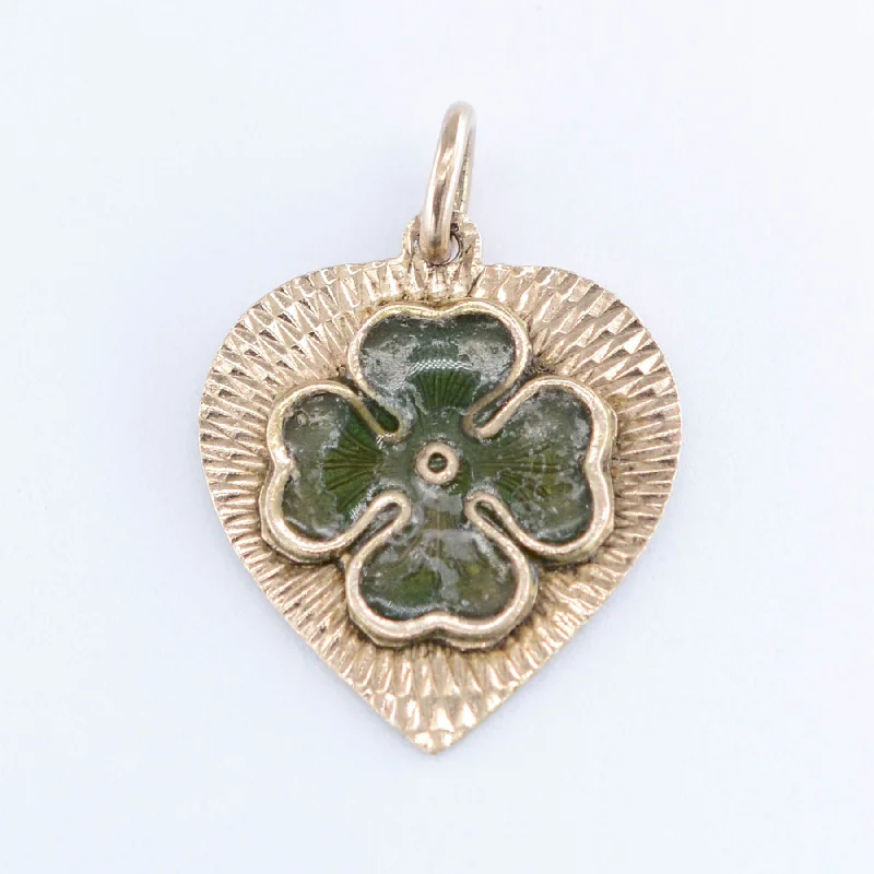 dainty ruby stacking rings 14k Green Enamel Clover Charm