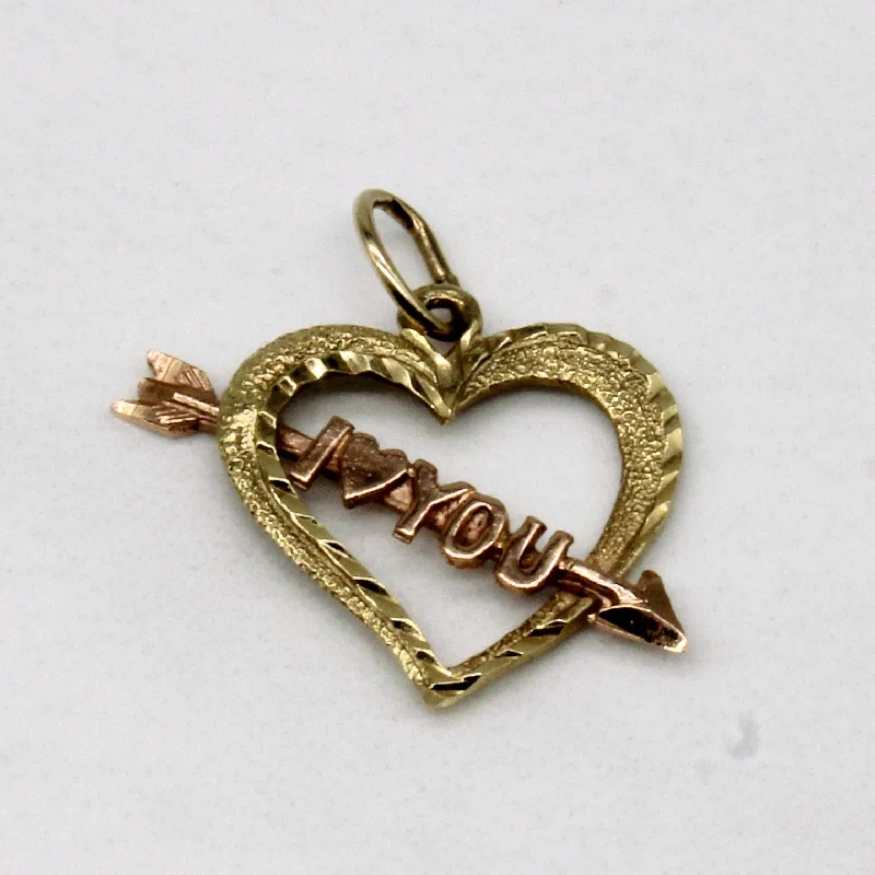 gemstone teardrop earrings 14k Two Tone Gold "I ♥ YOU" Pendant