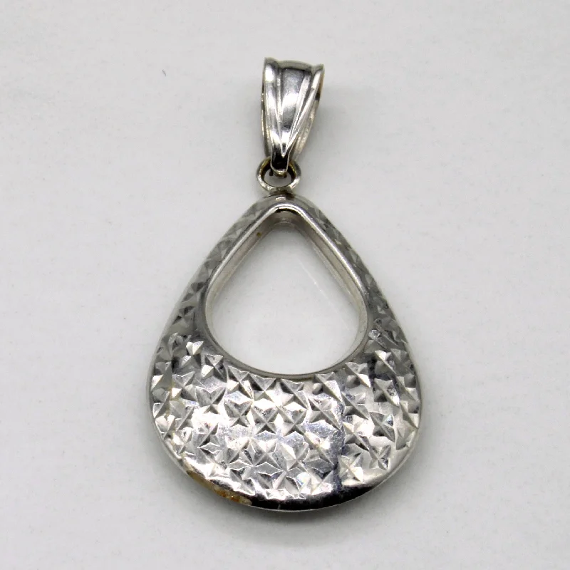 bold Cuban link bracelet men 14k White Gold Teardrop Pendant