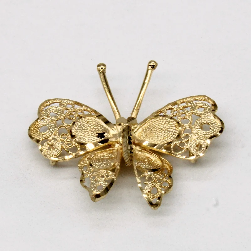 diamond halo engagement ring 14k Yellow Gold Butterfly Pendant
