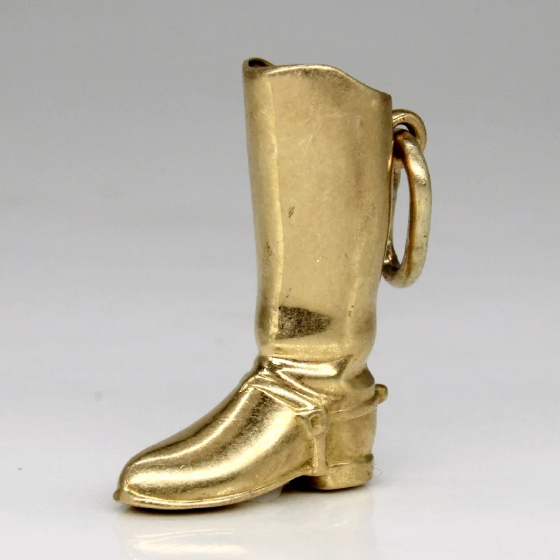 hammered gold disc necklace 14k Yellow Gold Riding Boot Charm