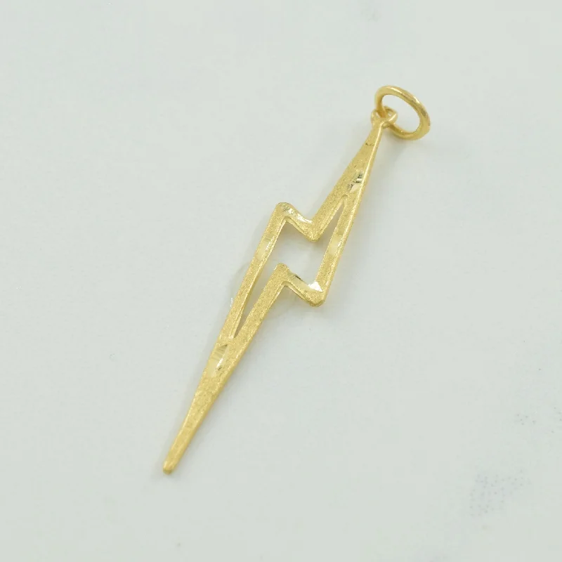 14k Yellow Gold Lightening Bolt Charm |