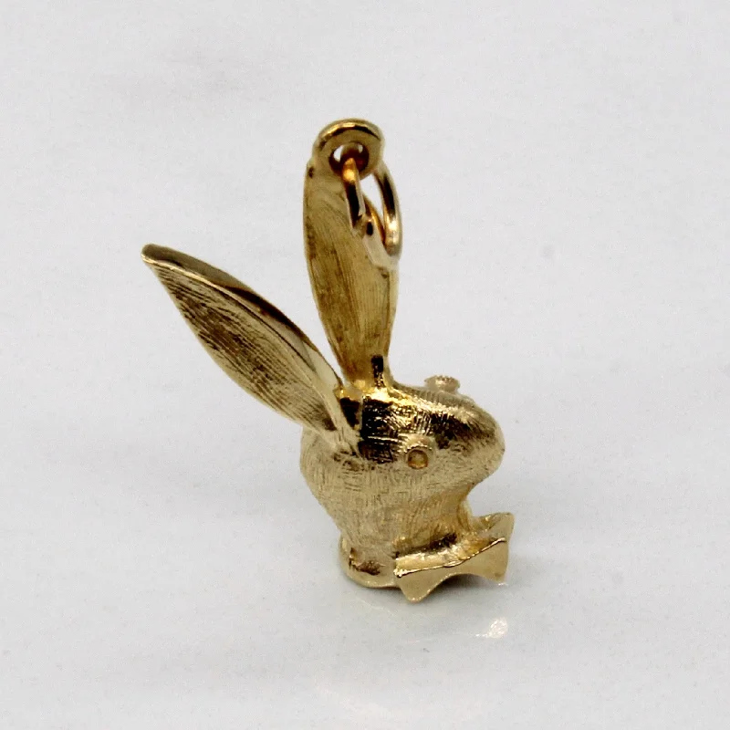gold bar earrings minimalist 14k Yellow Gold Bunny Pendant