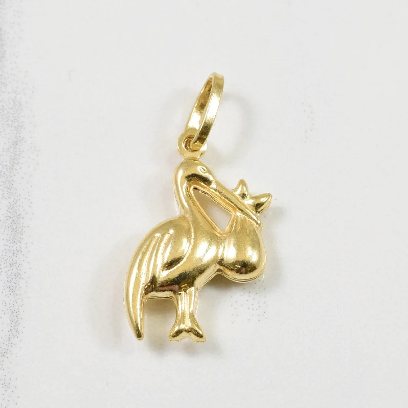 hypoallergenic earrings for sensitive ears 14k Yellow Gold Stork Pendant