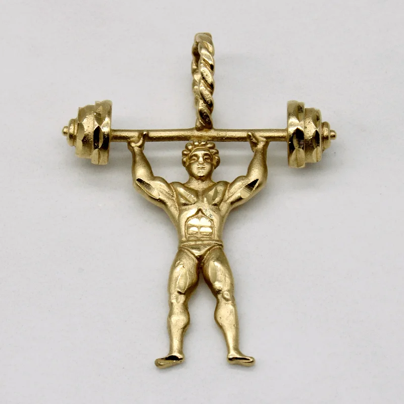 14k Yellow Gold Weightlifter Pendant