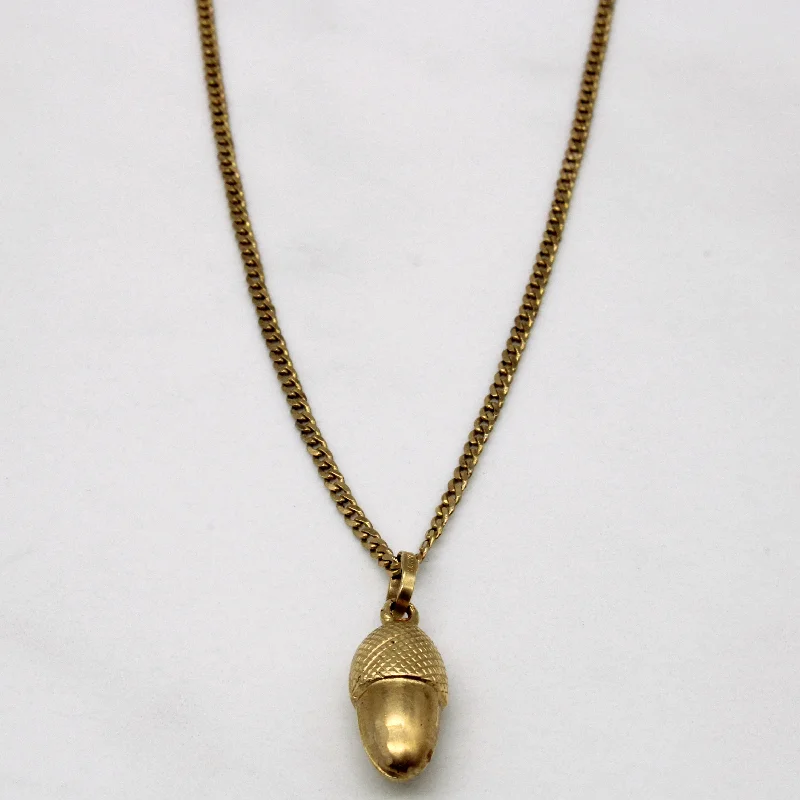 dainty sapphire gemstone bracelet 18k Yellow Gold Acorn Pendant Necklace | 15" |