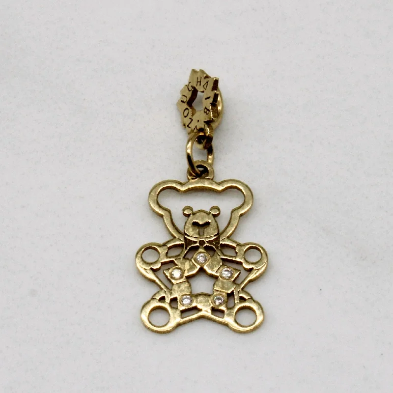 vintage citrine ring 18k Yellow Gold Bear Pendant with Diamonds | 0.01ctw |
