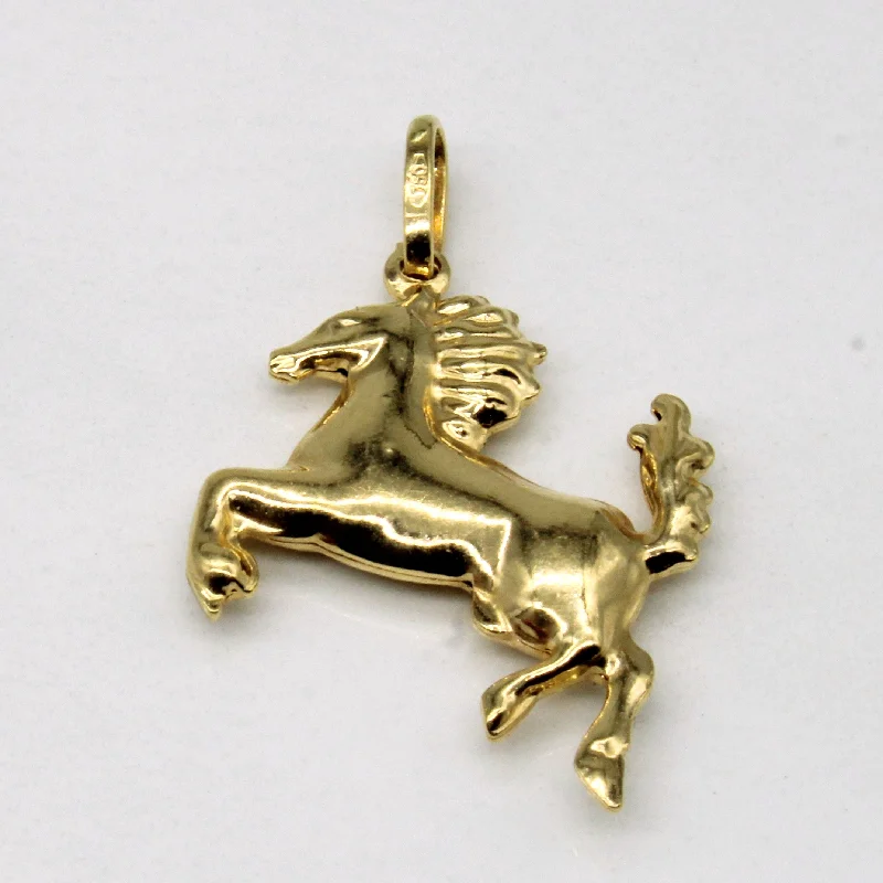 vintage gold engagement ring 18k Yellow Gold Horse Pendant