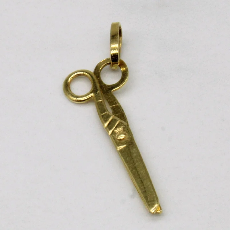 men’s woven leather bracelet 18k Yellow Gold Scissor Pendant