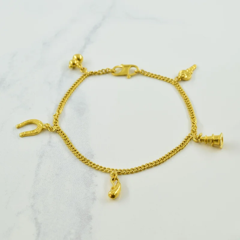 21k Yellow Gold Charm Bracelet | 7.25" |