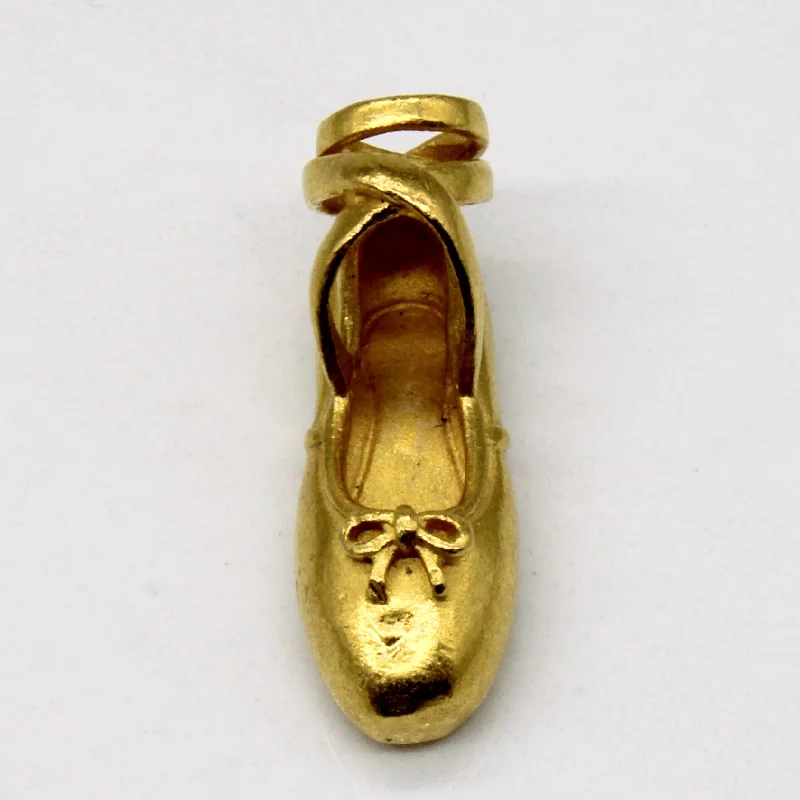 minimalist wedding band set 24k Yellow Gold Ballet Slipper Charm