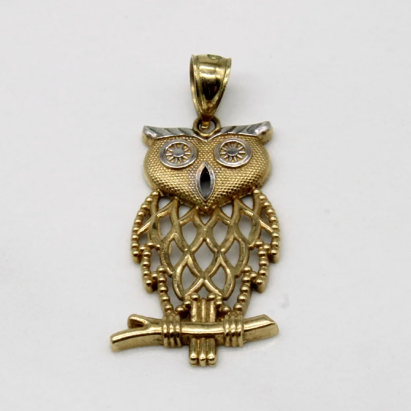 gold choker necklace simple 9k Yellow Gold Owl Pendant