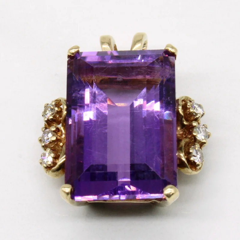 handcrafted gemstone toe ring Amethyst & Diamond Cocktail Pendant | 17.50ct, 0.18ctw |