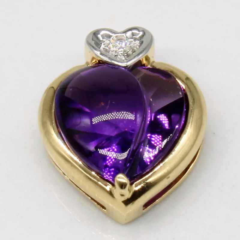 dainty chain bracelet layered Amethyst & Diamond Heart Pendant | 2.75ct, 0.02ct |