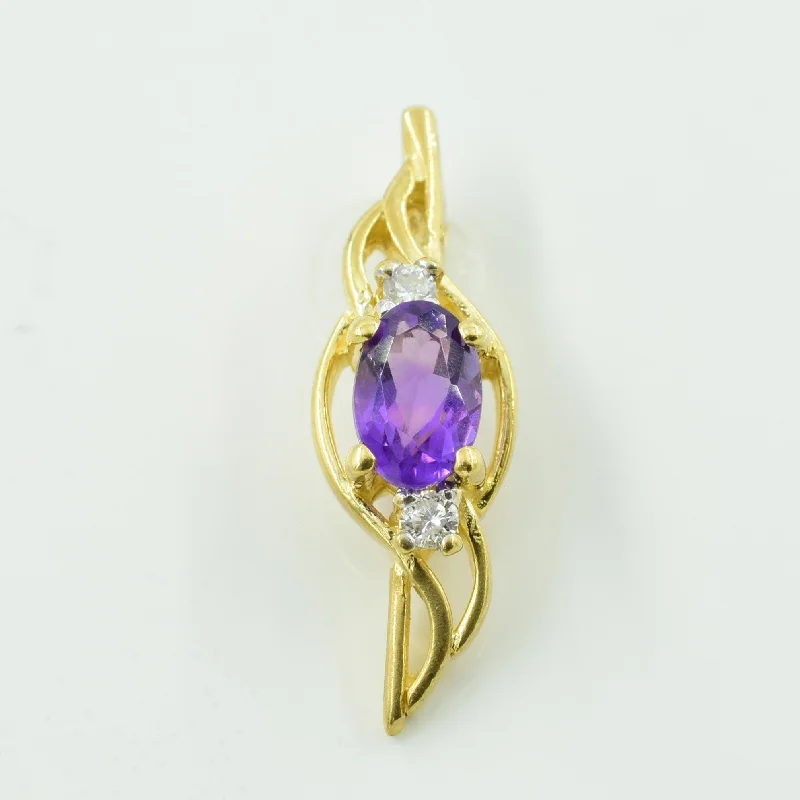 handmade wooden bead necklace Amethyst & Diamond Pendant | 0.35ct, 0.04ctw |