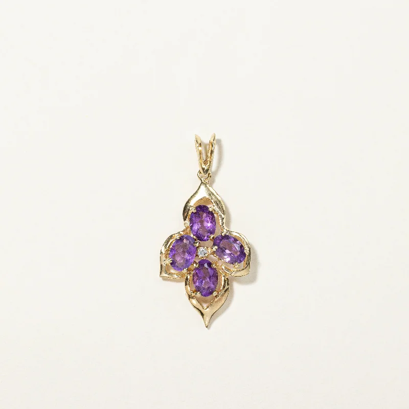 classic wedding set with diamonds Amethyst & Diamond Pendant | 1.60ctw, 0.01ct |