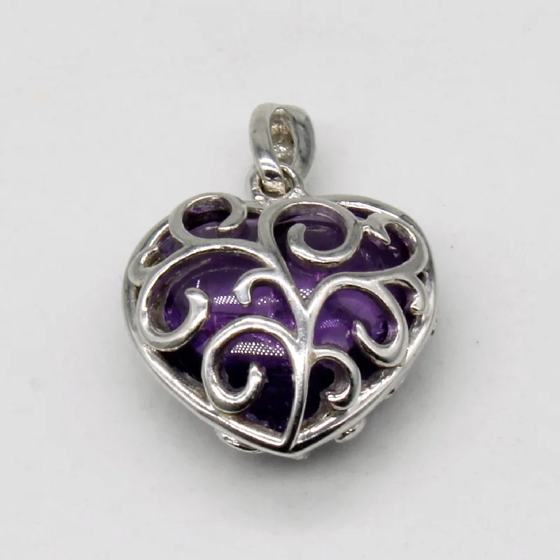 braided wedding ring men Amethyst Filigree Heart Pendant | 3.50ct |