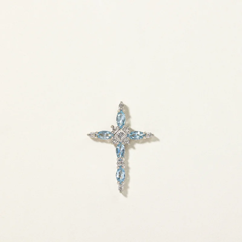 diamond tennis bracelet real Aquamarine & Diamond Cross Pendant | 0.35ctw, 0.07ctw |