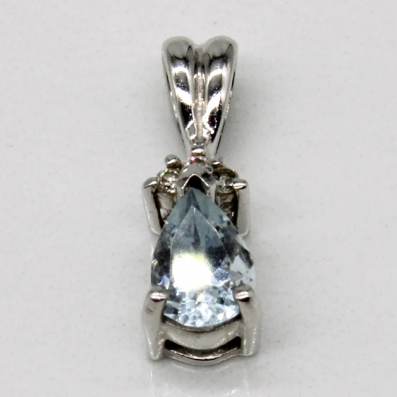 Aquamarine & Diamond 14k Pendant | 0.50ct, 0.03ctw |