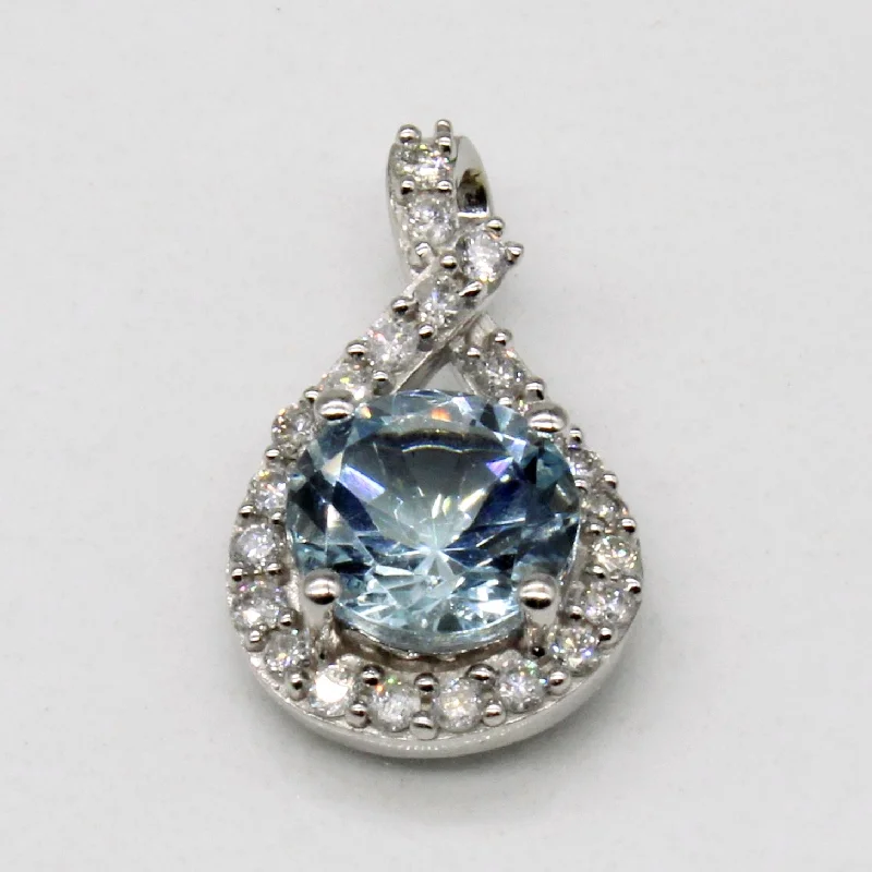 celestial moon and star necklace Aquamarine & Diamond Pendant | 1.20ct, 0.22ctw |