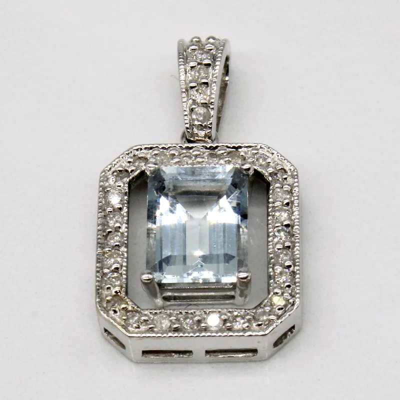 Aquamarine & Diamond 14k Pendant | 2.00ct, 0.25ctw |