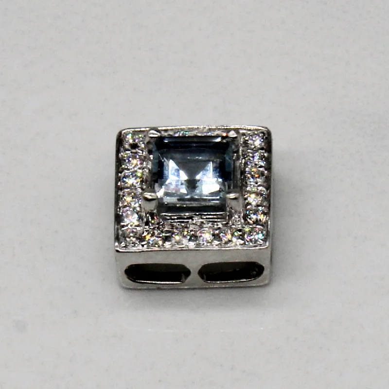 sterling silver charm anklet Aquamarine & Diamond Square 18k White Gold Pendant | 0.33ct, 0.10ctw | sterling silver charm anklet Aquamarine & Diamond Square 18k White Gold Pendant | 0.33ct, 0.10ctw |
