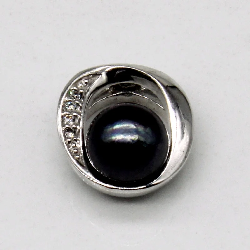 real garnet stacking rings Black Pearl & Diamond Pendant | 0.02ctw |