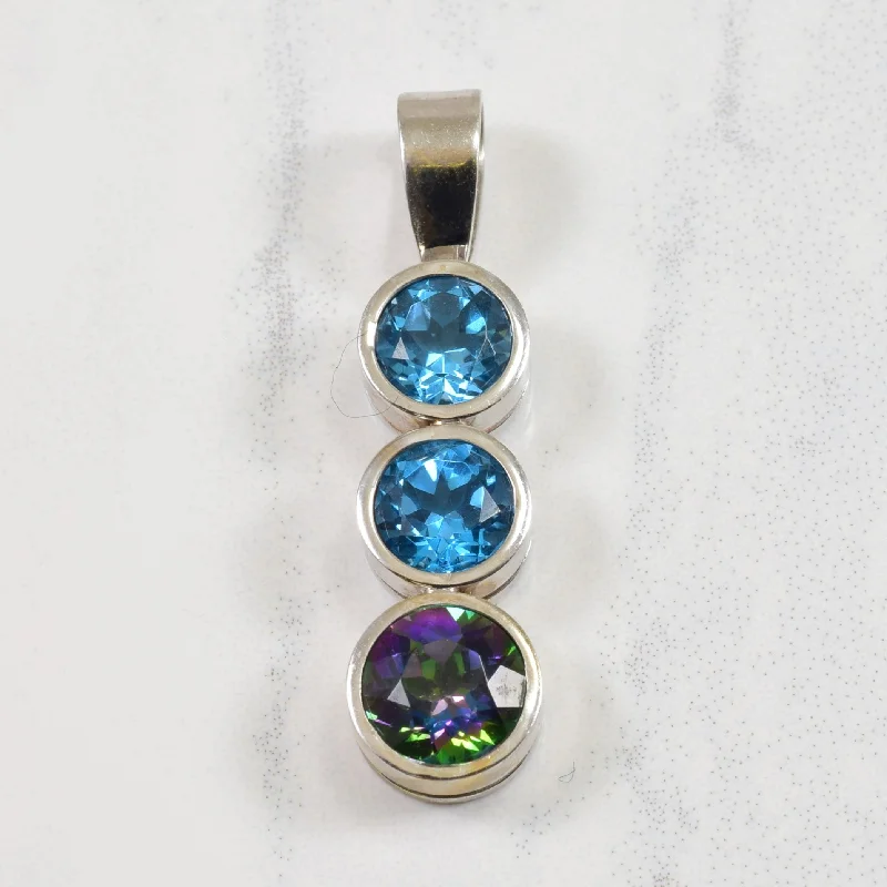 aquamarine birthstone necklace March Blue & Mystic Topaz Pendant | 3.60ctw |