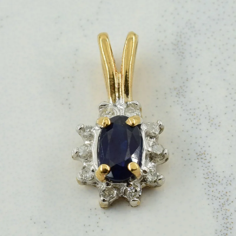 minimalist clover charm bracelet Blue Sapphire & Diamond Pendant | 0.26ct, 0.05ctw |