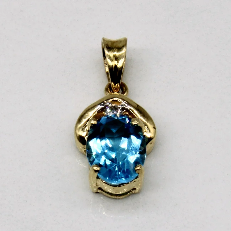 delicate heart stud earrings Blue Topaz & Diamond Pendant | 1.40ct, 0.03ct |