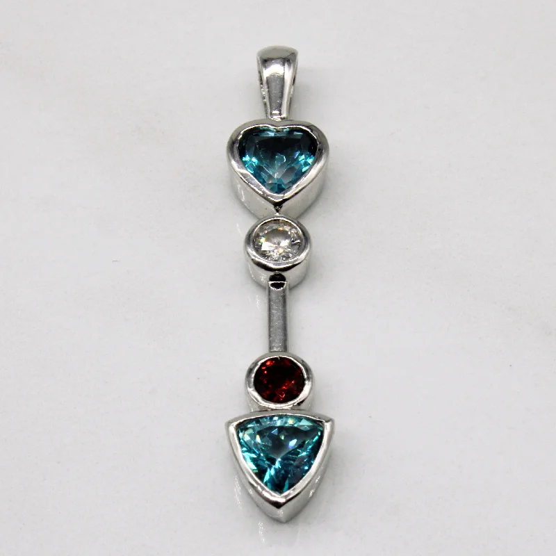 layered gold coin pendant necklace Blue Topaz & Diamond Pendant | 2.00ctw, 0.25ct |