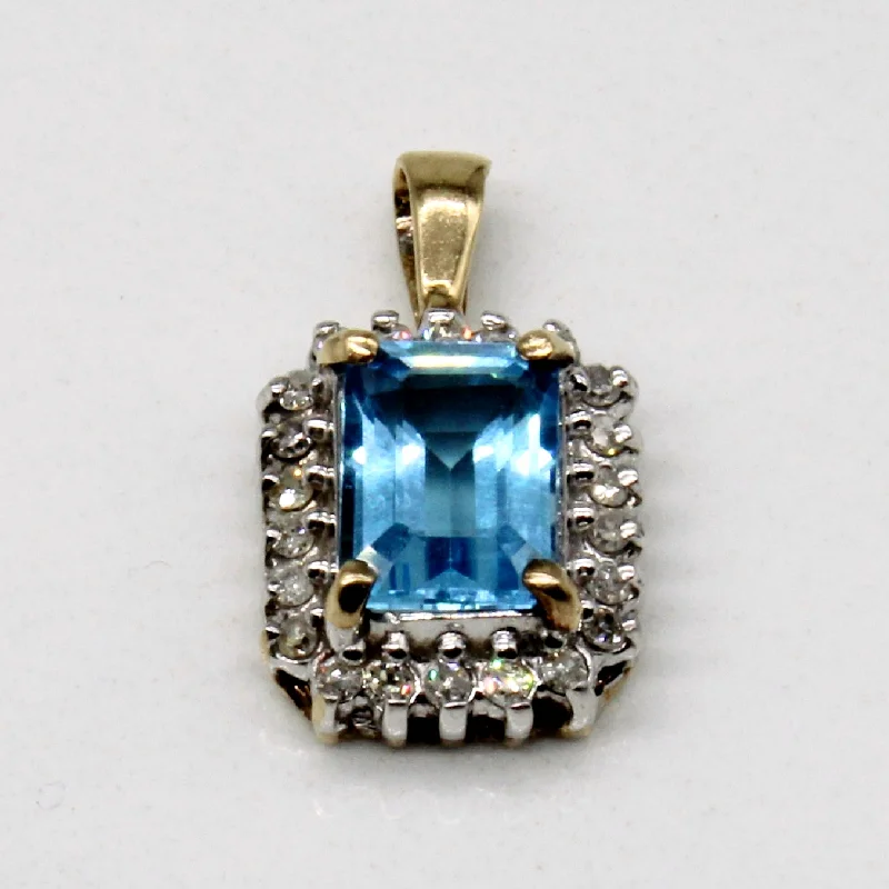 vintage-style filigree bracelet Blue Topaz & Diamond Rectangular Pendant | 1.15ct, 0.11ctw |