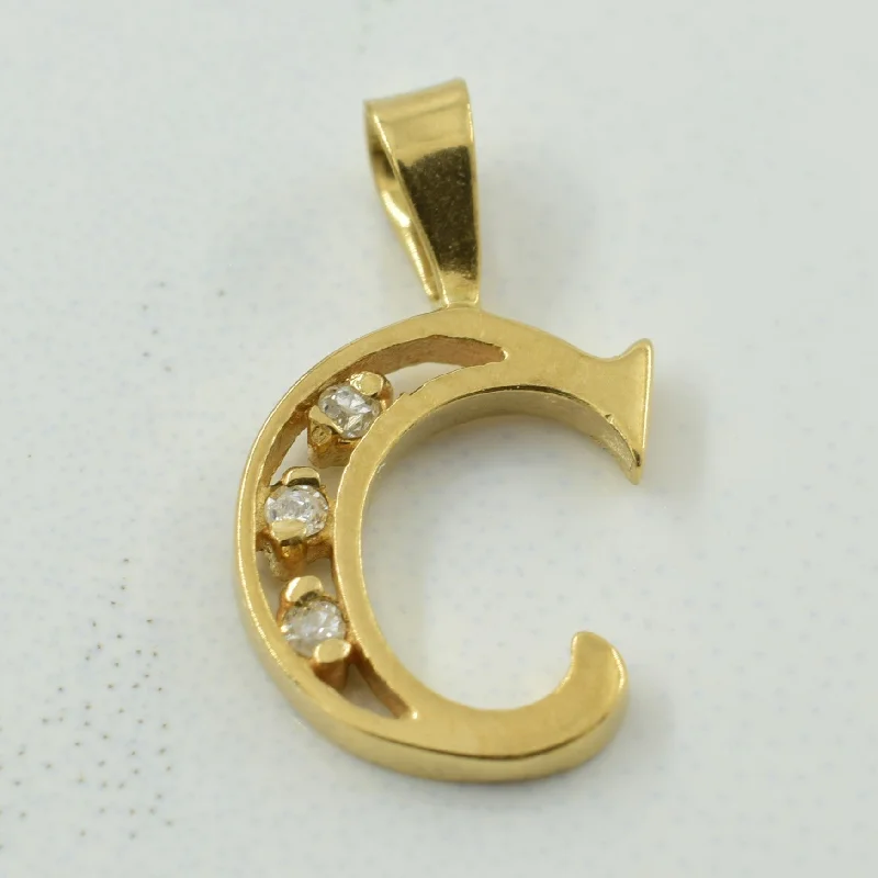 men’s silver ring with onyx 'C' Diamond Pendant | 0.01ct |