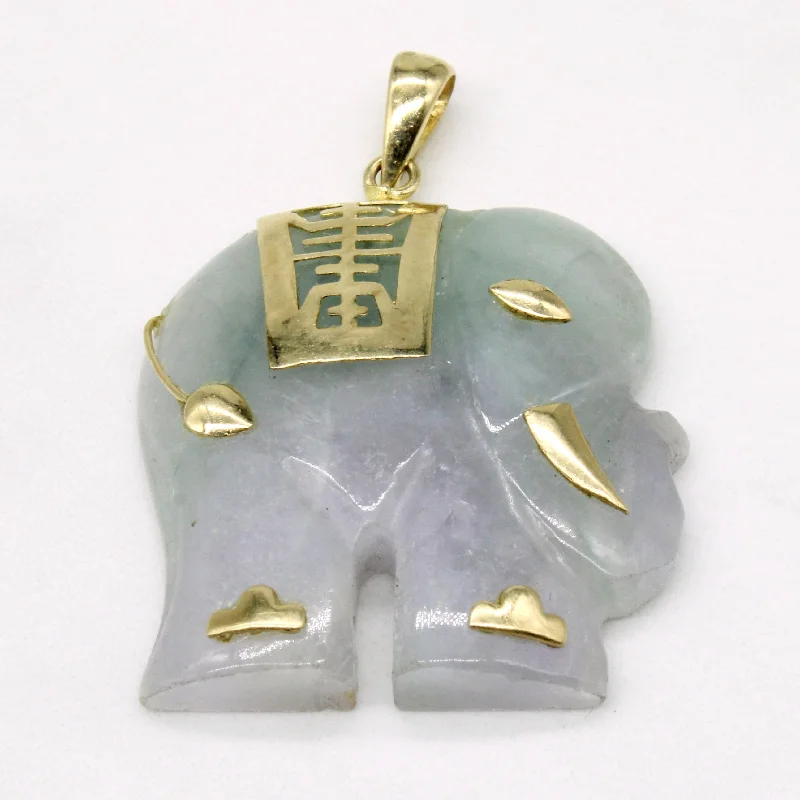 Carved Jadeite Elephant 14k Pendant | 30.00ct |