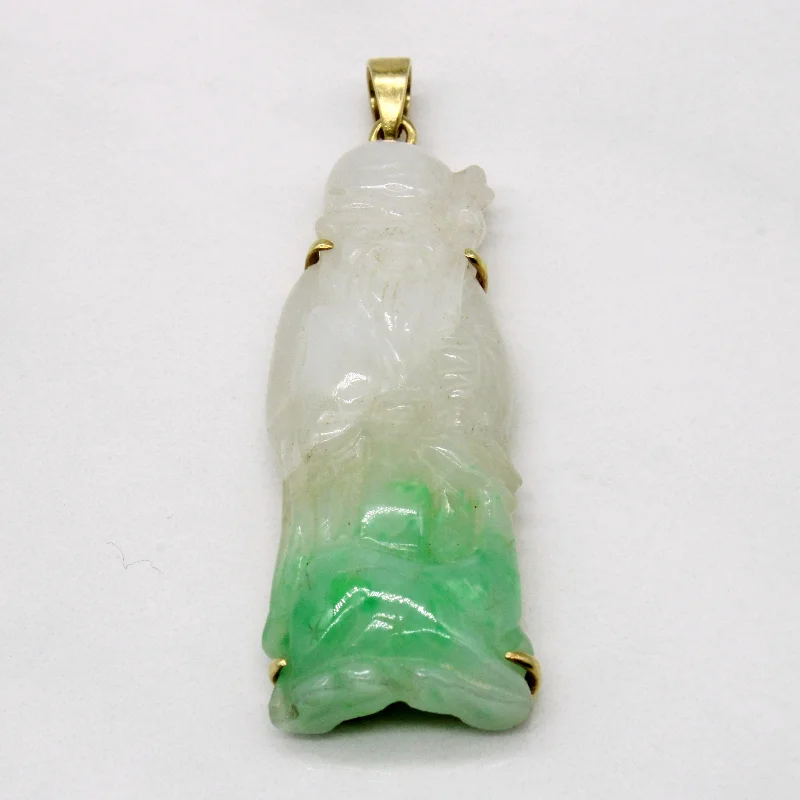 Carved Jadeite 14k Pendant | 23.50ct |