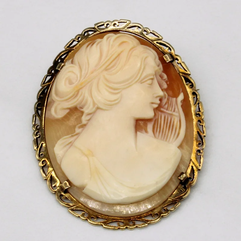 elegant pearl bridal set Carved Shell Cameo Brooch & Pendant | 17.00ct |