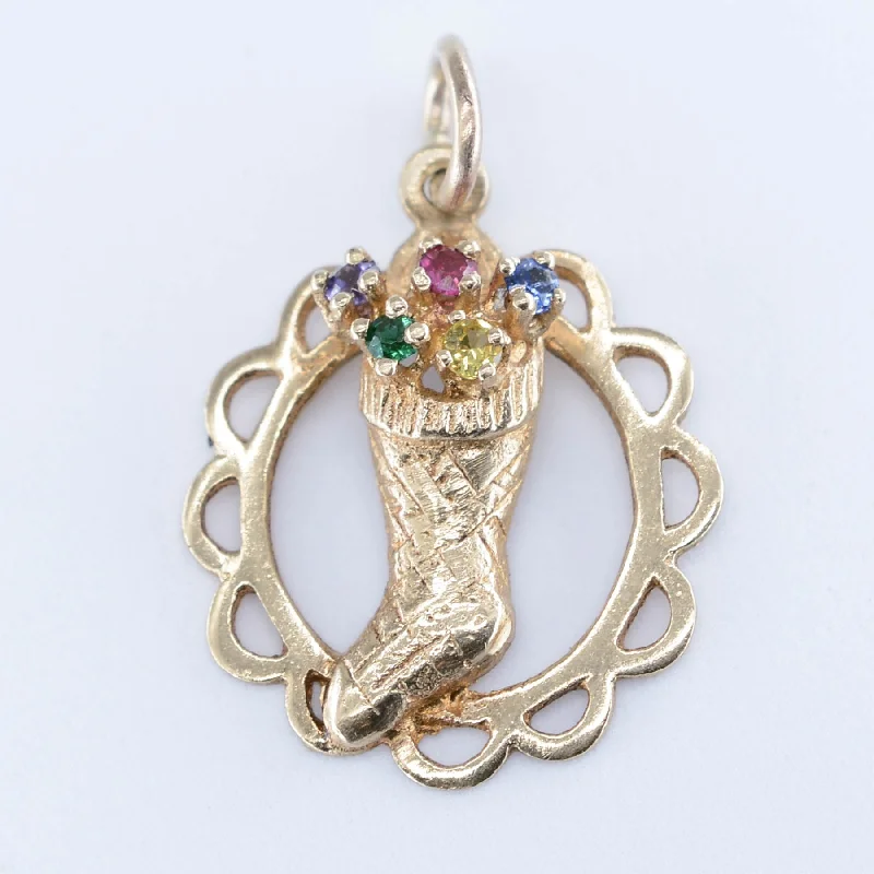 white gold diamond cluster ring 10k Multi Gemstone Bouquet Stocking Charm