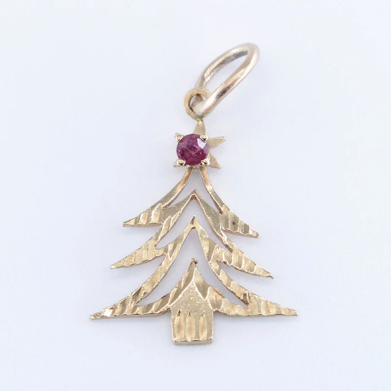 vintage-style garnet ring 10k Tree Charm