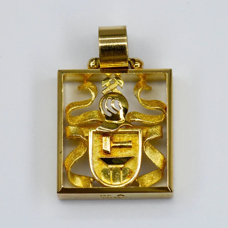 personalized silver cuff bracelet 'Cavelti' 18k Gold Crest Pendant |