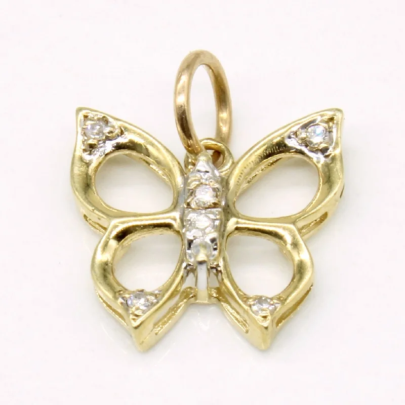 men’s rugged leather bracelet Diamond Butterfly Pendant | 0.03ctw |