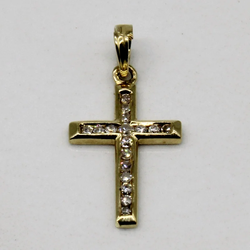 hammered gold signet ring Diamond Cross Pendant | 0.09ctw |