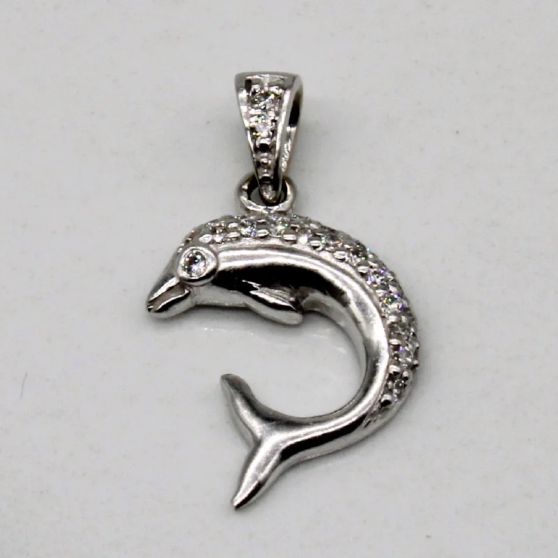 classic diamond hoop earrings Diamond Dolphin Pendant | 0.10ctw |