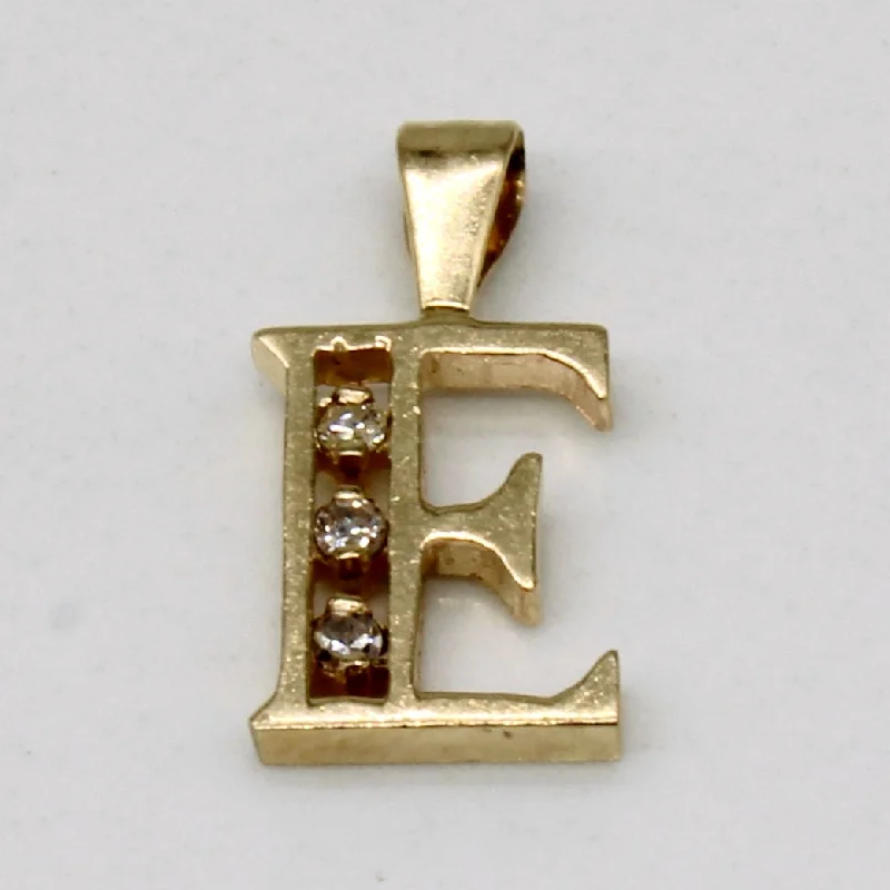 vintage filigree locket necklace Diamond 'E' Initial Pendant | 0.03ctw |