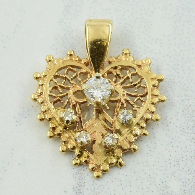 celestial moon and stars ring Diamond Heart Pendant | 0.17ctw |
