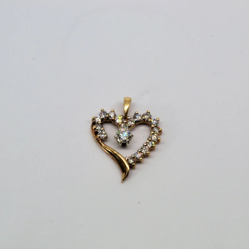 snake chain bracelet gold Diamond Heart Pendant | 1.41ctw |
